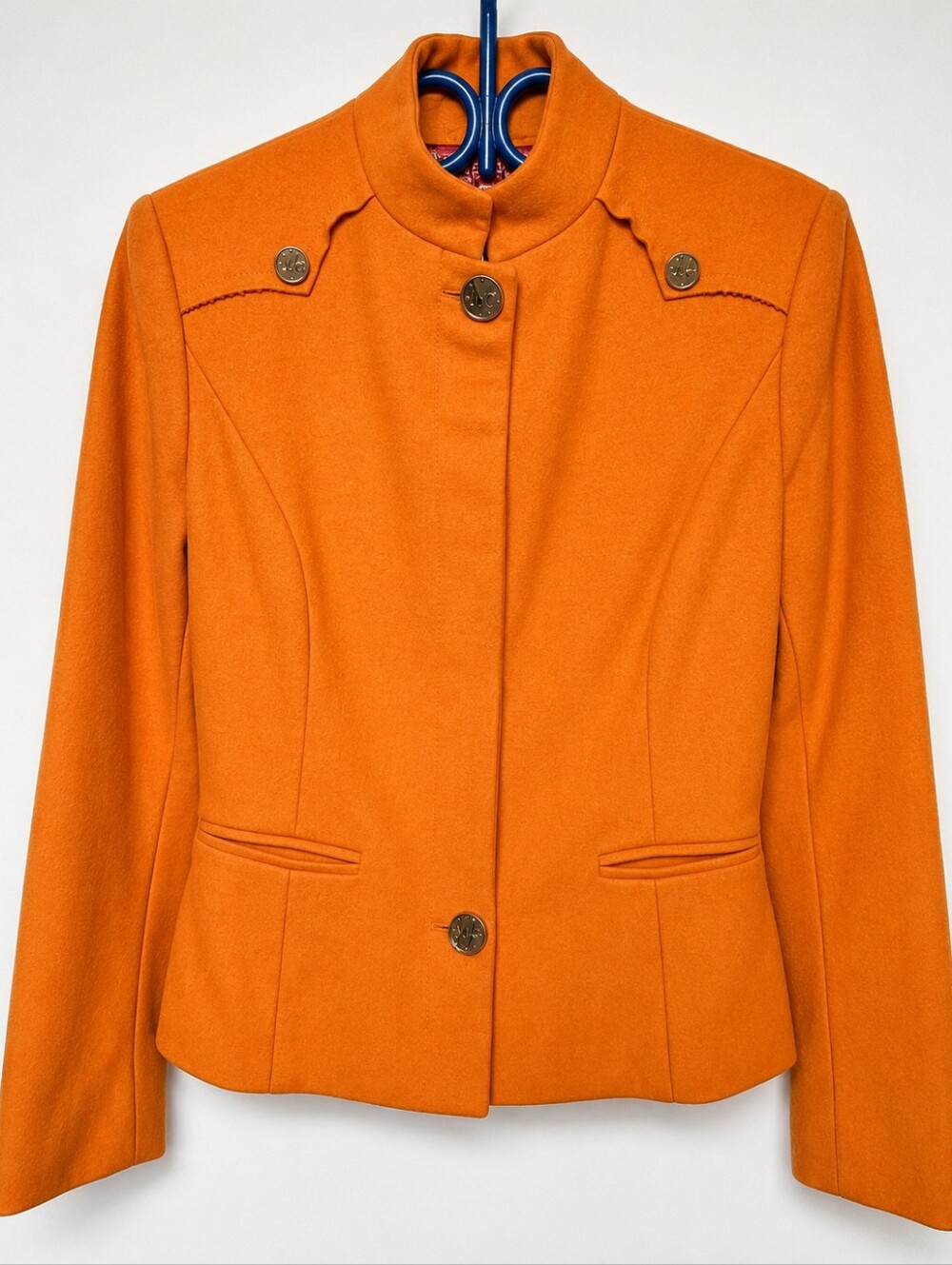 Vintage Versace Jeans Couture Orange Wool Jacket IT 40 Made in Italy